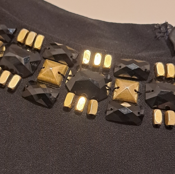 DKNY Black Mini Dress with Gold Accents Size 6 - Picture 8 of 8